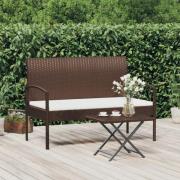 vidaXL Trädgårdsbänk med dyna brun 105 cm konstrotting