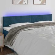 vidaXL Sänggavel LED mörkblå 180x5x78/88 cm sammet