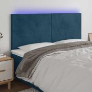 vidaXL Sänggavel LED mörkblå 200x5x118/128 cm sammet