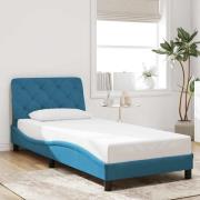 vidaXL Bed Frame without Mattress Blue 90x190 cm Velvet