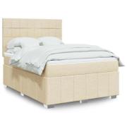 vidaXL Ramsäng med madrass gräddvit 140x190 cm tyg