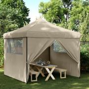 vidaXL Pop-Up hopfällbart partytält med 4 sidoväggar taupe