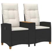 vidaXL Reclining Bench with Table Svart och krämvit 126 x 65 x 112 cm