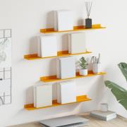 vidaXL Flytande hylla 4 pcs Senapsgul 60 x 8,5 x 2,5 cm Stål