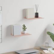 vidaXL Flytande hylla Väggmonterad 2 pcs Rosa 30 x 18 x 2,5 cm Stål