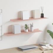 vidaXL Flytande hylla Väggmonterad 2 pcs Rosa 80 x 18 x 2,5 cm Stål