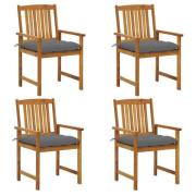 vidaXL Trädgårdsstolar med dynor 4 st massivt akaciaträ