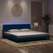 vidaXL Bed Frame with LED without Mattress "Hanko" Blue 200x200 cm Vel...