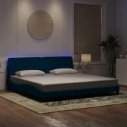 vidaXL Bed Frame with LED without Mattress Blue 200x200 cm Velvet