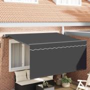 vidaXL Utfällbar markis Randig Antracit 300 x 200 cm tyg