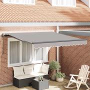 vidaXL Utfällbar markis Ljusgrå 350 x 250 cm Duk och Aluminium