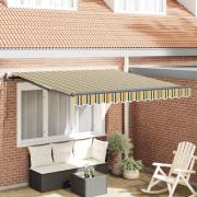 vidaXL Utfällbar markis Grön och gul 350 x 250 cm Duk och Aluminium