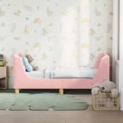 vidaXL Sängram för småbarn med huvudgavel Rosa 70 x 140 cm Sjöfåls tyg