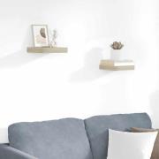 vidaXL Svävande vägghyllor 2 st ek 23x23,5x3,8 cm MDF