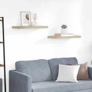 vidaXL Svävande vägghyllor 2 st ek 60x23,5x3,8 cm MDF