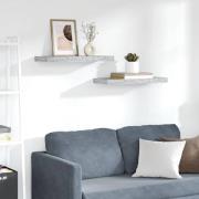vidaXL Svävande vägghyllor 2 st betonggrå 60x23,5x3,8 cm MDF