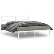 vidaXL Sängram med huvudgavel metall vit 160x200 cm