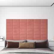 vidaXL Väggsänggavel 12 pcs Rosa Sammet