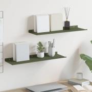 vidaXL Flytande hylla 2 pcs Olivgrön 60 x 18 x 2,5 cm Stål