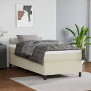 vidaXL Boxspring-sängram gräddvit 100x200 cm konstläder