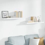 vidaXL Svävande vägghyllor 2 st vit högglans 90x23,5x3,8 cm MDF