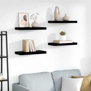 vidaXL Svävande vägghyllor 4 st svart högglans 50x23x3,8 cm MDF