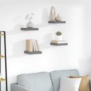 vidaXL Svävande vägghyllor 4 st grå högglans 23x23,5x3,8 cm MDF