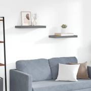 vidaXL Svävande vägghyllor 2 st grå högglans 50x23x3,8 cm MDF