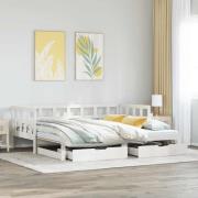 vidaXL Dagbädd utdragbar med lådor utan madrass vit 90x190 cm