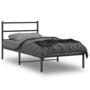 vidaXL Sängram med huvudgavel metall svart 107x203 cm