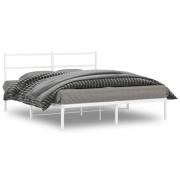 vidaXL Sängram med huvudgavel metall vit 150x200 cm