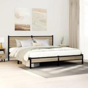 vidaXL Sängram utan madrass metall sonoma-ek 160x200 cm