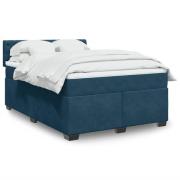 vidaXL Ramsäng med madrass blå 160x200 cm sammet