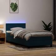 vidaXL Resårsäng med madrass och LED mörkblå 80x210 cm sammet