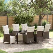 vidaXL Trädgårdsmöbelset med kudde 7 pcs Brun konstrotting