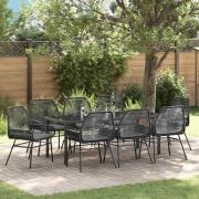 vidaXL Trädgårdsmöbelset med kudde 9 pcs Svart konstrotting