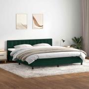 vidaXL Resårsäng med madrass mörkgrön 180x220 cm sammet