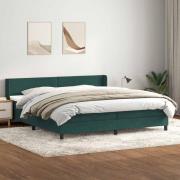 vidaXL Resårsäng med madrass mörkgrön 180x220 cm sammet