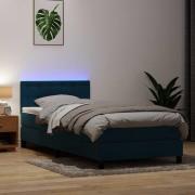 vidaXL Resårsäng med madrass och LED mörkblå 80x210 cm sammet