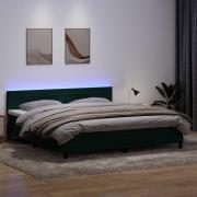 vidaXL Resårsäng med madrass och LED mörkgrön 180x220 cm sammet