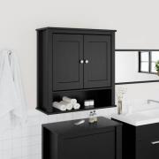 vidaXL Badrumsskåp BERG svart 69,5x27x71,5 cm massivt trä