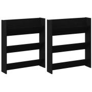 vidaXL Skoskåp 2 pcs Svart Ek 85 x 18 x 90 cm Konstruerat trä