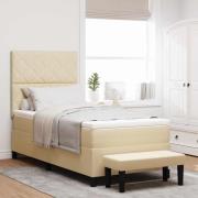 vidaXL Bäddfjäder med madrass med huvudgavel Kräm 100 x 200 cm tyg