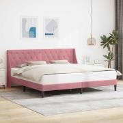 vidaXL Sängram med huvudgavel Rosa 180 x 200 cm Sammet