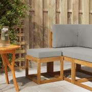 vidaXL Pallbänk med kudde Naturlig och Ljus Grå 43 x 43 x 37 cm