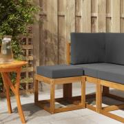 vidaXL Pallbänk med kudde Naturlig och Antracit 43 x 43 x 37 cm