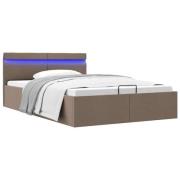 vidaXL Sängram hydraulisk förvaring utan madrass taupe 120x200 cm