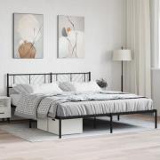 vidaXL Sängram med huvudgavel metall svart 180x200 cm