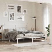 vidaXL Sängram med huvudgavel metall vit 160x200 cm