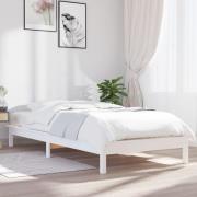 vidaXL Sängram 90x190 cm massiv furu vit